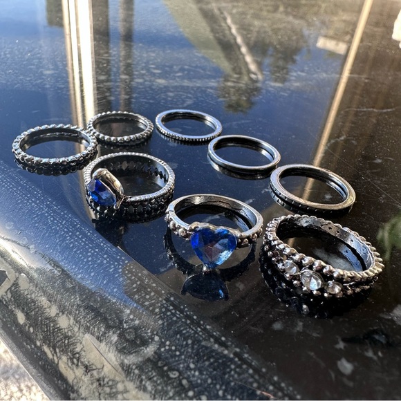 Blue Heart ♡ Bohemian Midi Rings Set - Picture 8 of 9